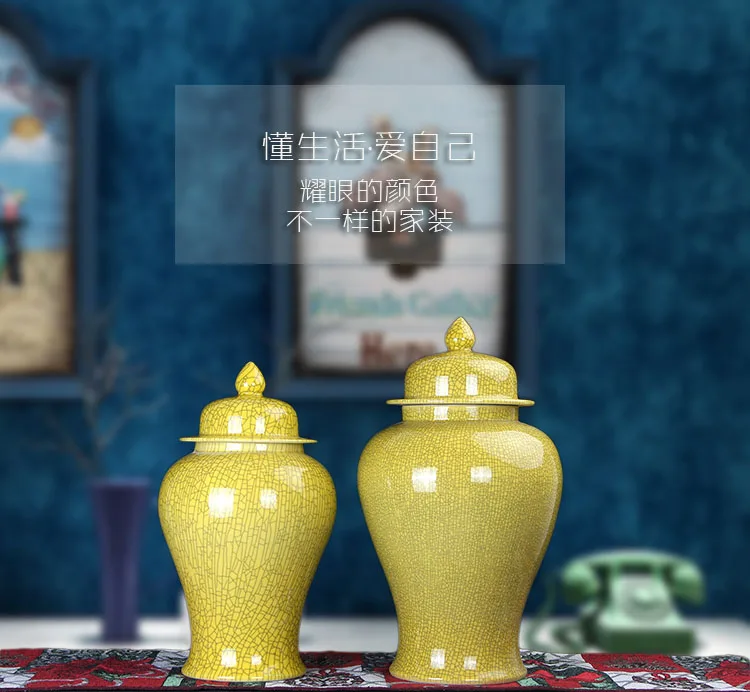 Jingdezhen ceramic temple jar Antique Porcelain ginger jars wholesale decorative jars and vases small ceramic jar Crack glaze  (9)