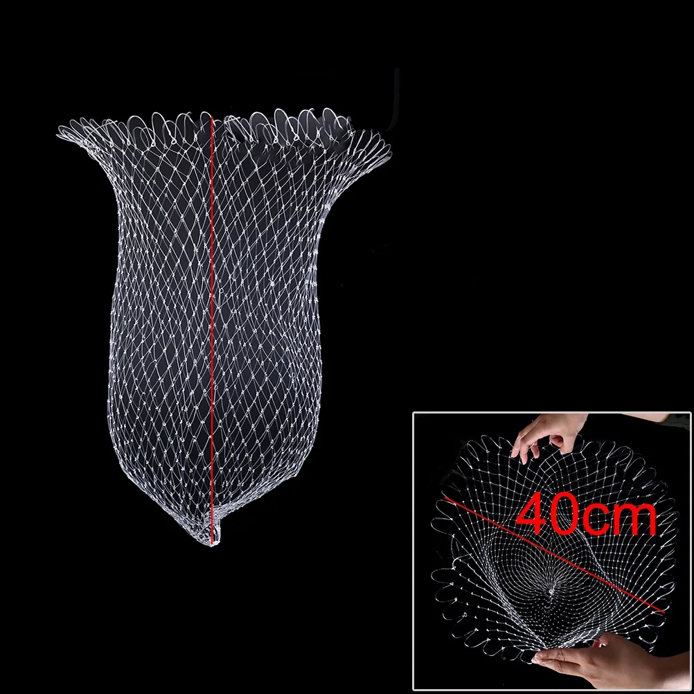 

1 PC Fishing Net Diameter 40/50/60/70cm Depth Folding Dip Net For Fishing Nylon Fishing Tackle Collapsible Rhombus Mesh Hole