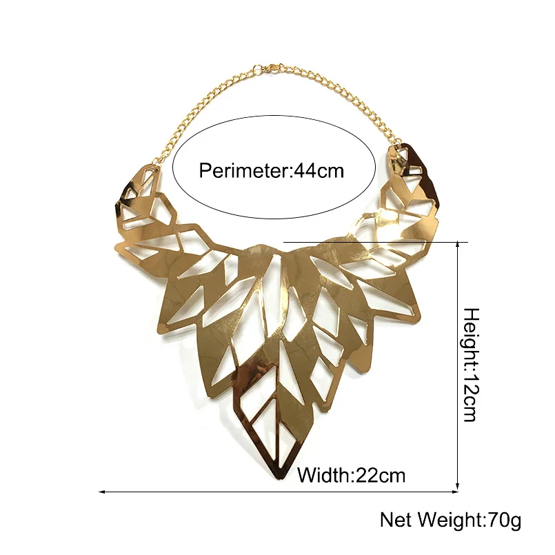 MANILAI Hollow Design Alloy Punk Choker Necklaces Women Collar Big Torques Statement Necklaces Maxi Jewelry Gold Color