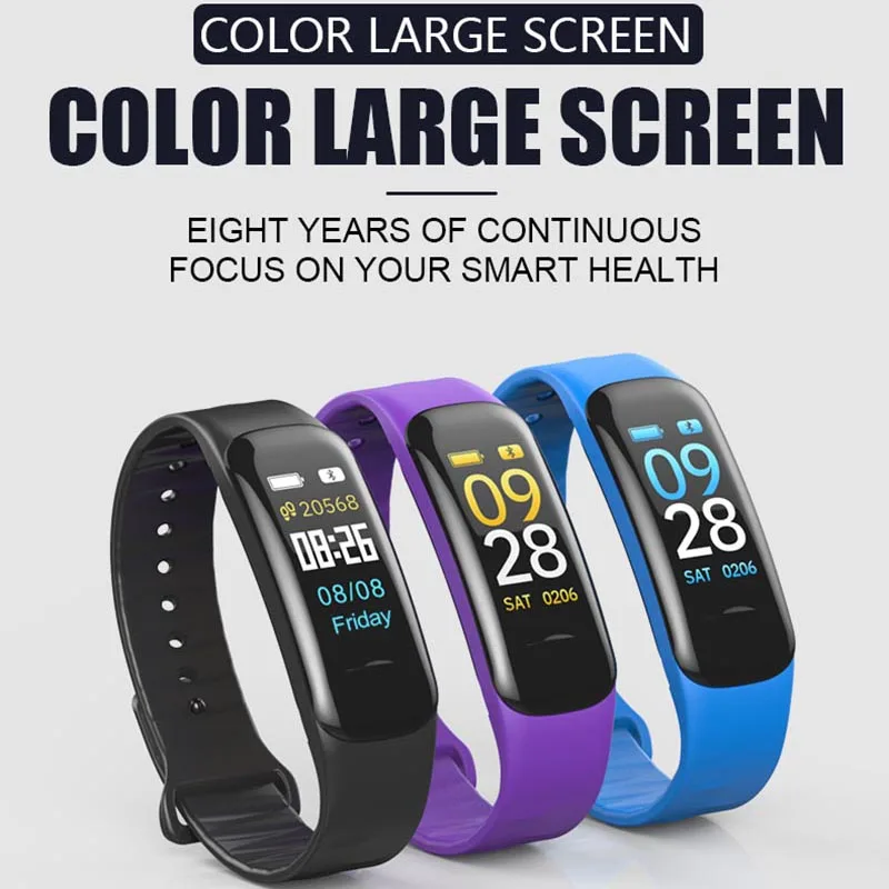 

DE08 Color Screen Smart Watch Bracelet Health Assistant Heart Rate Blood Pressure Smart Wristband for iPhone 7 7 Plus Mi Band 2