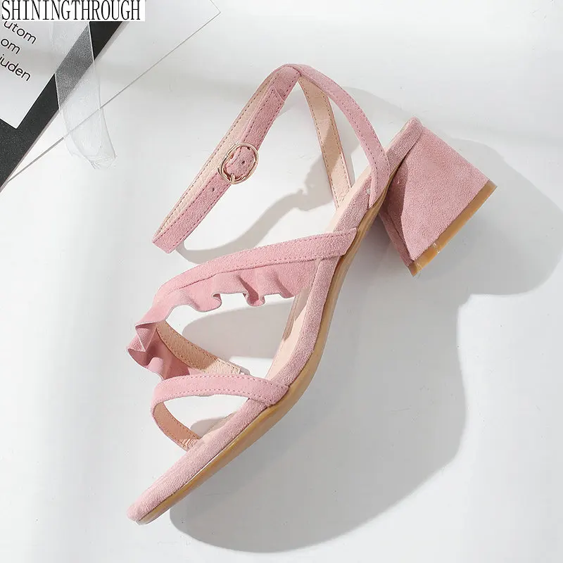 

SWEET ruffles high heel Sandals ladies party dress shoes woman summer style open-toed Sandals women shoes