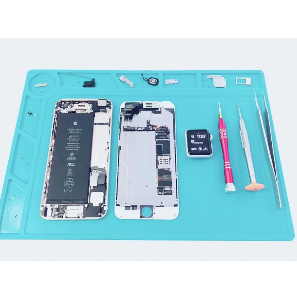 M-Triangle 35*25cm Solder Mat Heat Insulation Silicone Repair Mat Premium Magnetic with Scale Ruler and Screw Position 