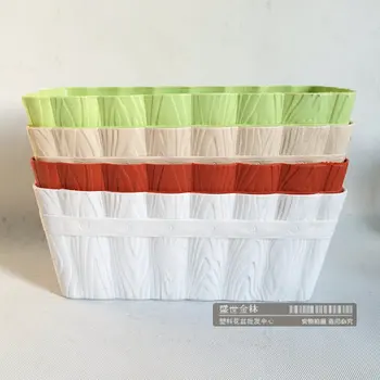 

Lace PP resin wood grain balcony square plastic flower pots vegetables basin