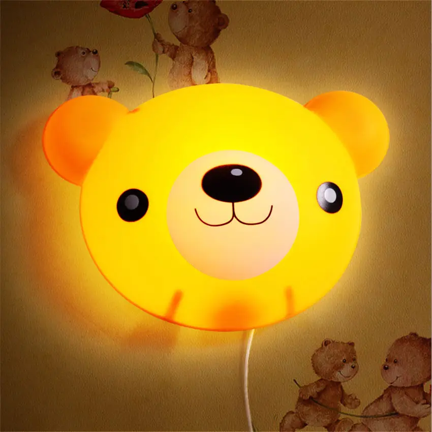 

children bedroom Little Tiger bear wall lamp kids Plug in bedside led night light baby sleeping light cartoon dorm room decor