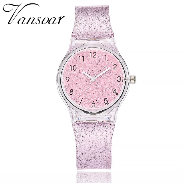Vansvar Fashion Jelly Silicone Transparent Plastic Quartz Watch Women Lovely Cut Vansvar Fashion Jelly Silicone Transparent Plastic Quartz Watch Women Lovely Cut