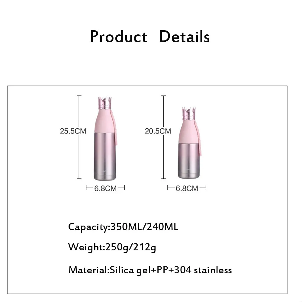 350 мл/240 мл емкость, бутылка для воды в форме короны, уличная кружка, бутылки для путешествий, Вакуумная чашка, Детская школьная бутылка, Прямая поставка