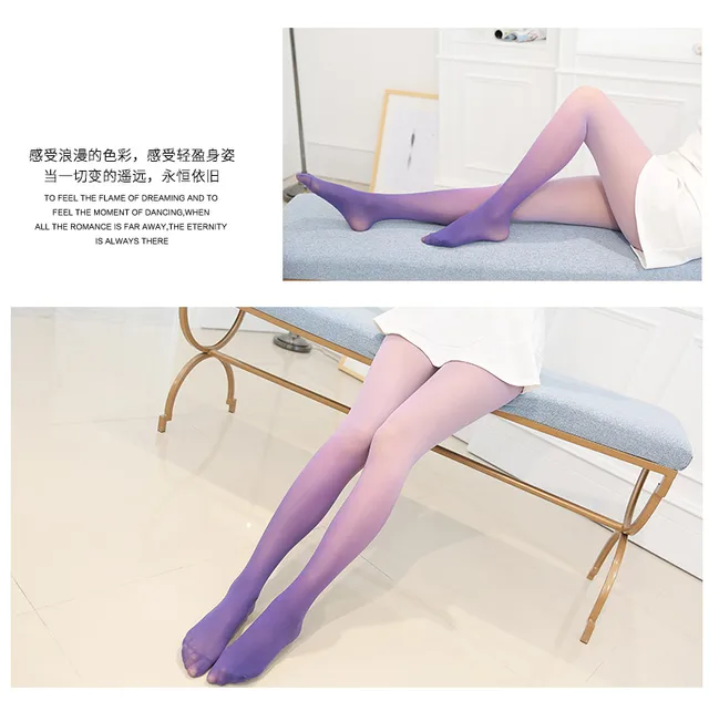 YUNGYE Gradient Color Purple Pink Tights Socks In Thick Japanese Hanging  Thin Pantyhose (Color : Light pink, Size : One size) : : Fashion
