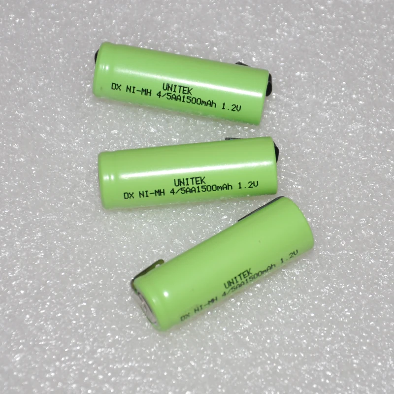 UNITEK 1,2 V 4/5AA перезаряжаемая батарея 1500mah 4/5 AA Ni-MH nimh 14430 с контактами для электробритва зубной щетки