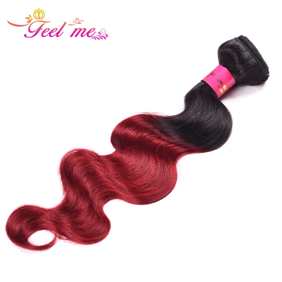 Paquetes de extensiones de cabello humano Ombre 3 paquetes de pelo rojo 1 b/Borgoña no remy