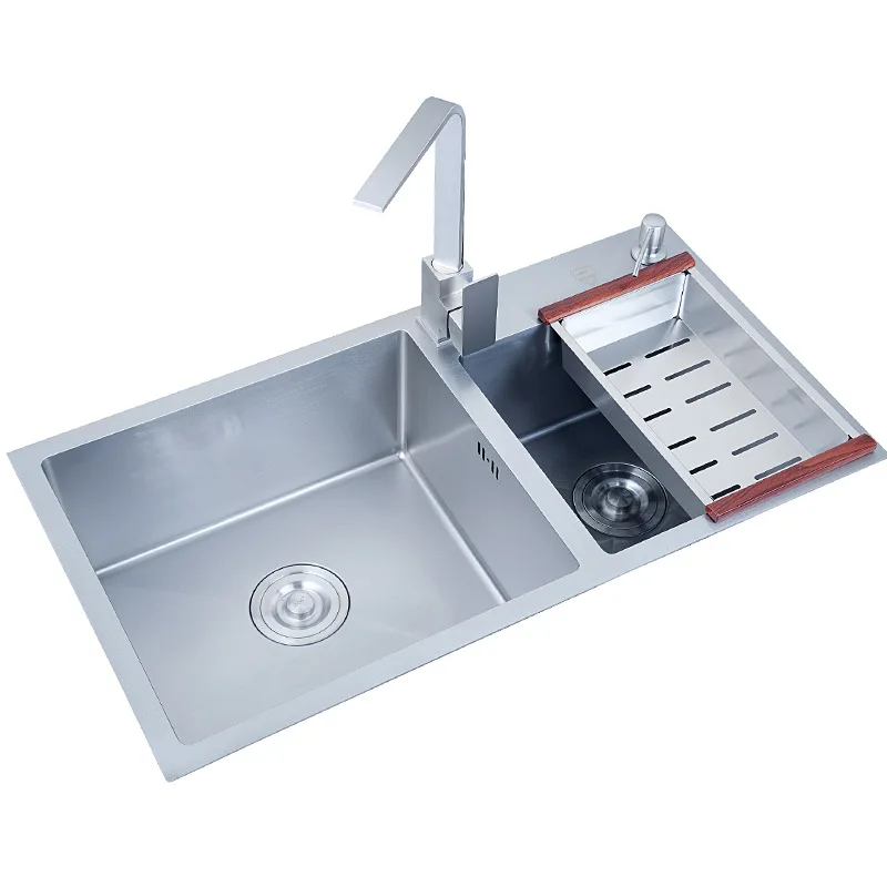 

3 Different Sizes 3mm Thickness SUS304 Stainless Steel Nano-coating Kitchen Washing Sink Double Bowl Style with Accessories