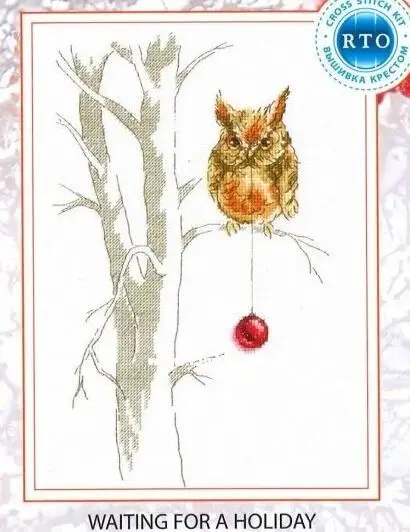cs-2406 Cross Stitch Kit Waiting for A holiday Owl and Cherry Fruit rto