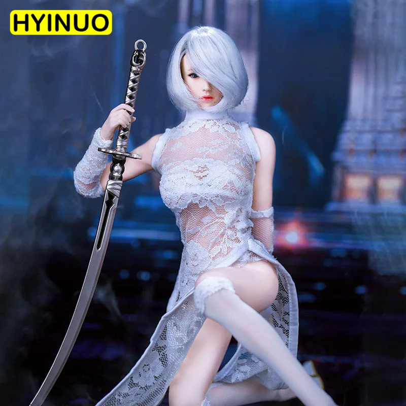 

1/6 Scale MM011 Sexy Robot 2B Sister Sexy Neil Women Girl Lace Cheongsam Dress Set Sculpt Model 12' Full Set Action Figure Dolls
