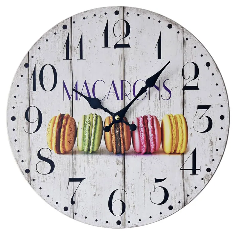 Модные офисные настенные часы Macarons напечатанные винтажный Стильный Деревянный настенные часы для дома выполненные декоративные Гостиная
