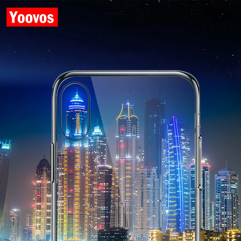 Yoovos New Transparent Phone Cases For IPhone 7 6 8 Case Iphone 6Plus 7Plus 8Plus X Tempered Glass Back And Soft TPU Frame |