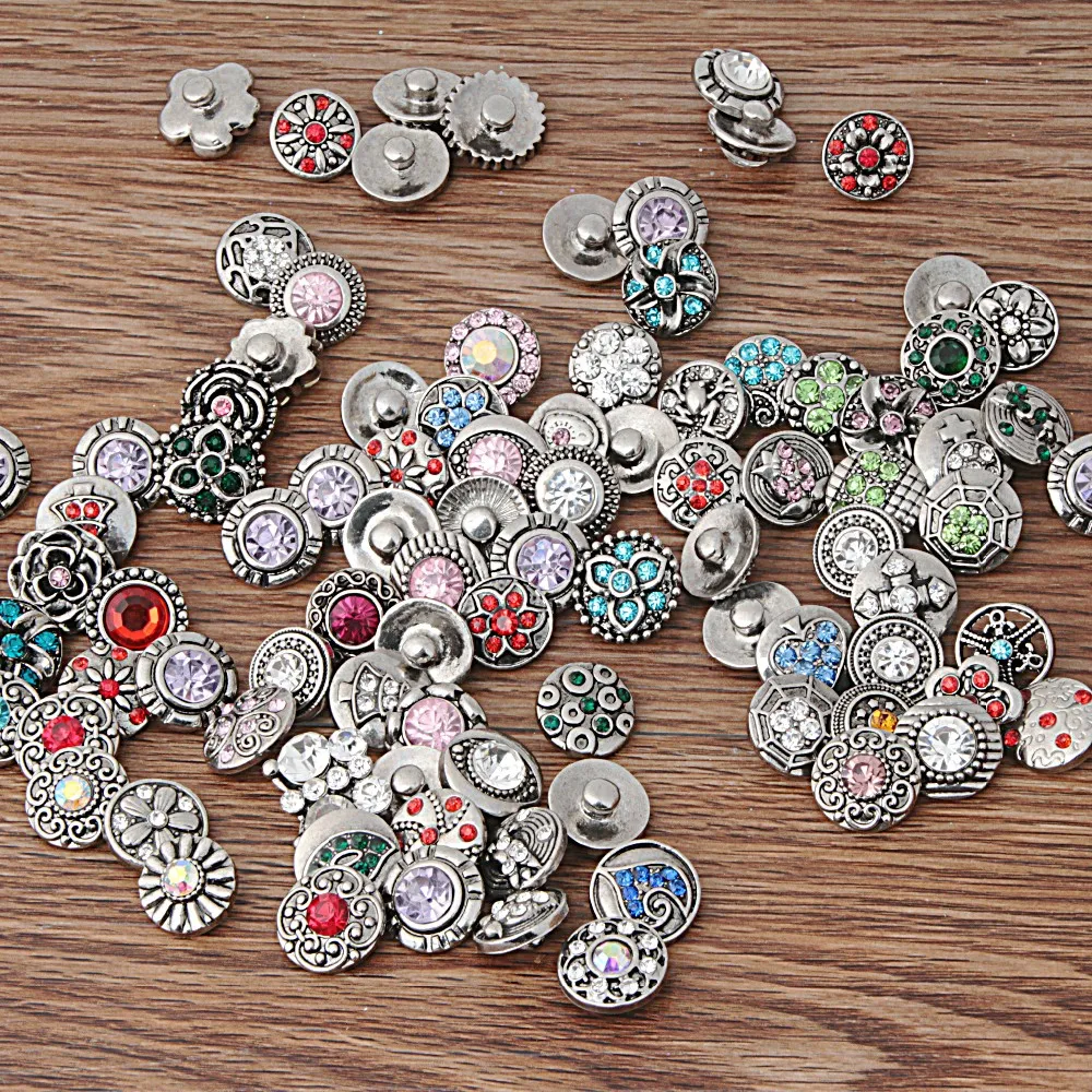 PAPAPRESS 20pcs/lot Many Styles Rhinstone 12mm Snaps Button for Choker