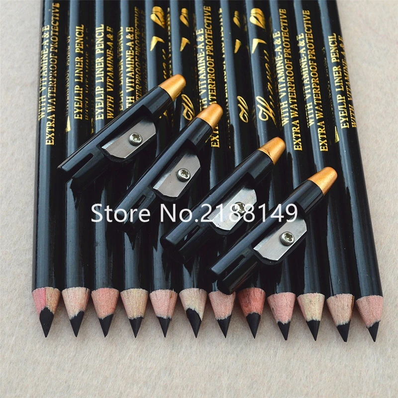 

12PCS/LOT Professional Black Color Waterproof Eye Liner Pencil Eyeliner Pen Eyebrow With Pencil sharpeners volume Makeup Tool