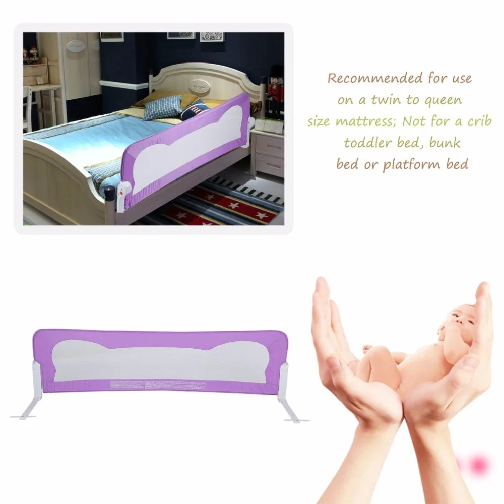 

Folding Baby Toddler Guardrail Guard Bar Safety Sleeping Infant Child Bed Fence 102*42cm For Children'S Bed