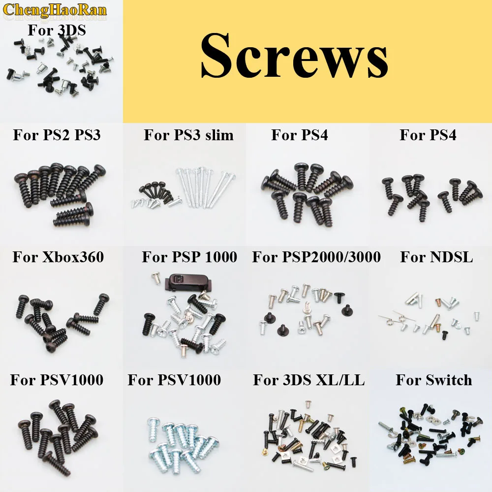 

For Sony PS3 slim PS2 PS4 Controller Philips Head Replacement Screw Set Screws for XBOX360 PSV1000 PSV2000 N DSL Switch PSP23000
