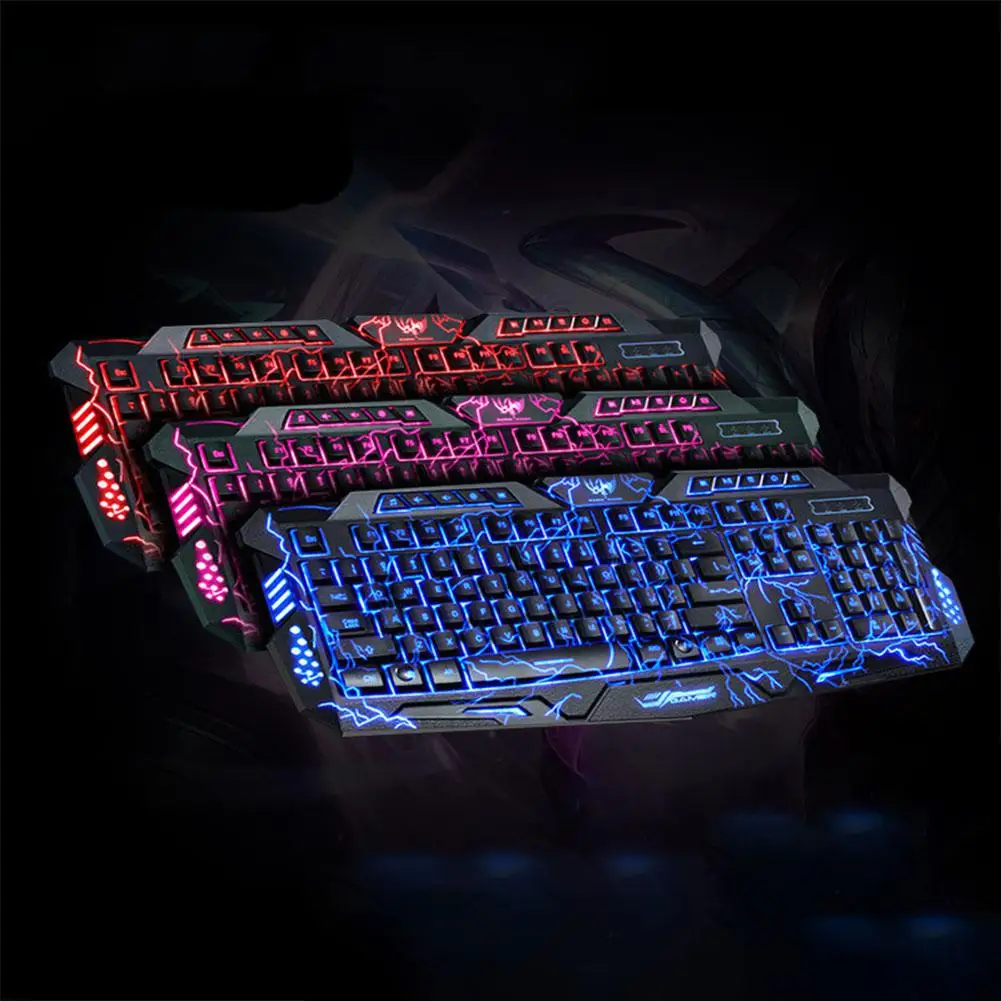 

EastVita Tri-Color Backlit Computer Gaming Keyboard Teclado USB Powered Game Keyboard for Desktop Laptop game keyboard r29