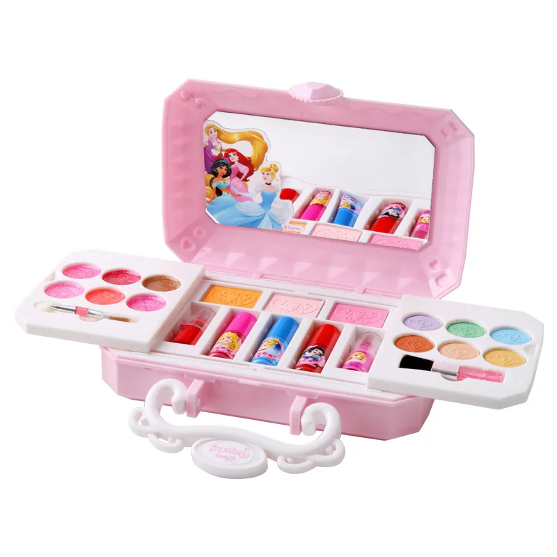 Disney girls snow White Princess makeup toy with box eye shadow safe non-toxic Mini cosmetic set birthday present - Цвет: Розовый