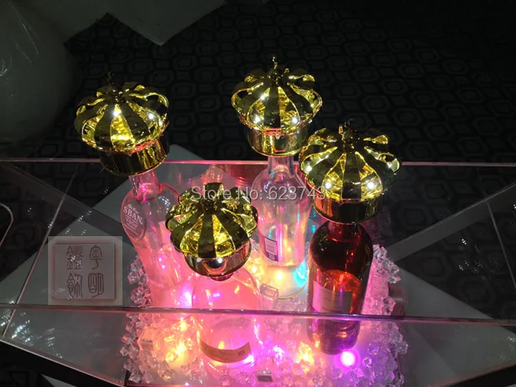 8Pcs/Lot Colorful LED illuminated Champagne Crown of Cold Fireworks Replacement Luminous Crown Head LED Night light Wine holder