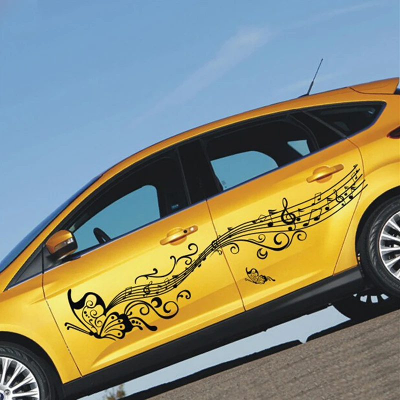

180cm Car Sticker Styling Butterflies Music Score Notes Decal Whole Body Vinyl Decor Car Body Covers Auto Accessories