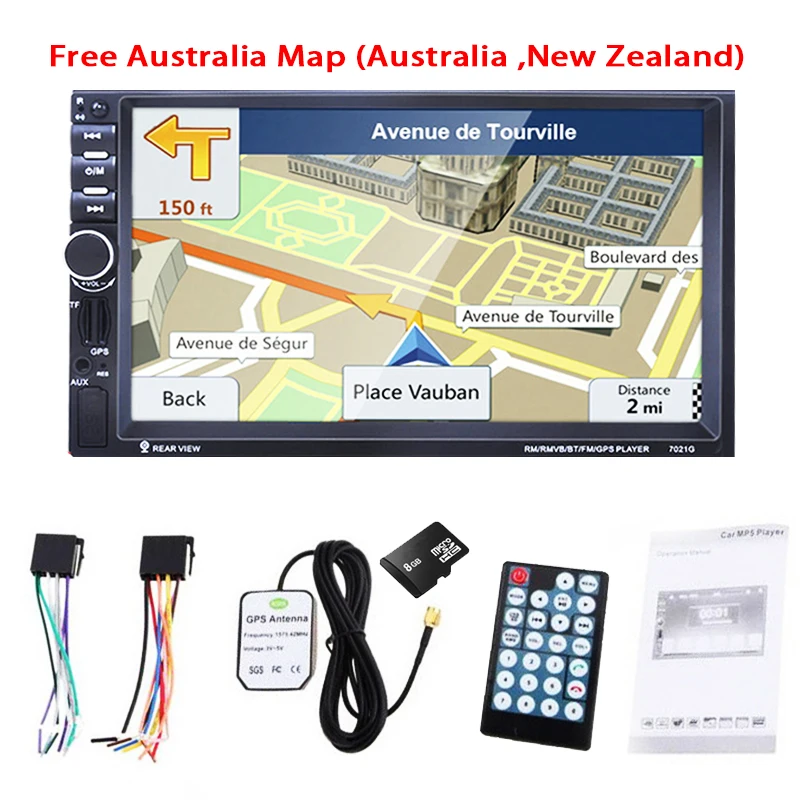 

7 Inch Car GPS Navigation with 8GB Australia Map Card MP5 Player FM Radio 2DIN