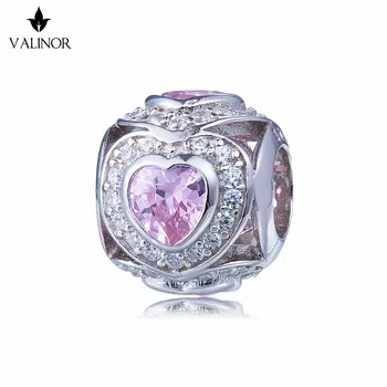 

Surrounded by pink hearts 925 Sterling Silver Charms Fit Bracelets DDBJ005