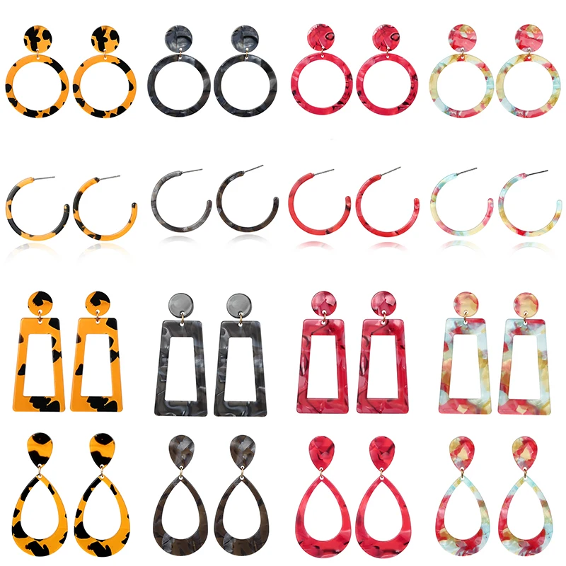 

Korea Design Acrylic Fiber Transparent Acrylic Earrings Pendant Geometric Earrings Women Retro Fashion Leopard Earrings Jewelry