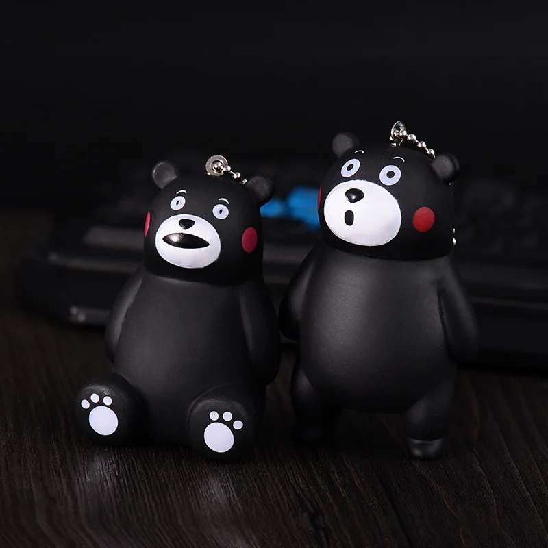 Мультфильм животных Кумамон медведь брелок для ключей Мех Кролика Pom Кожа Веревка колокольчики брелок автомобильный кошелек Подвеска в виде ключа цепи держатель
