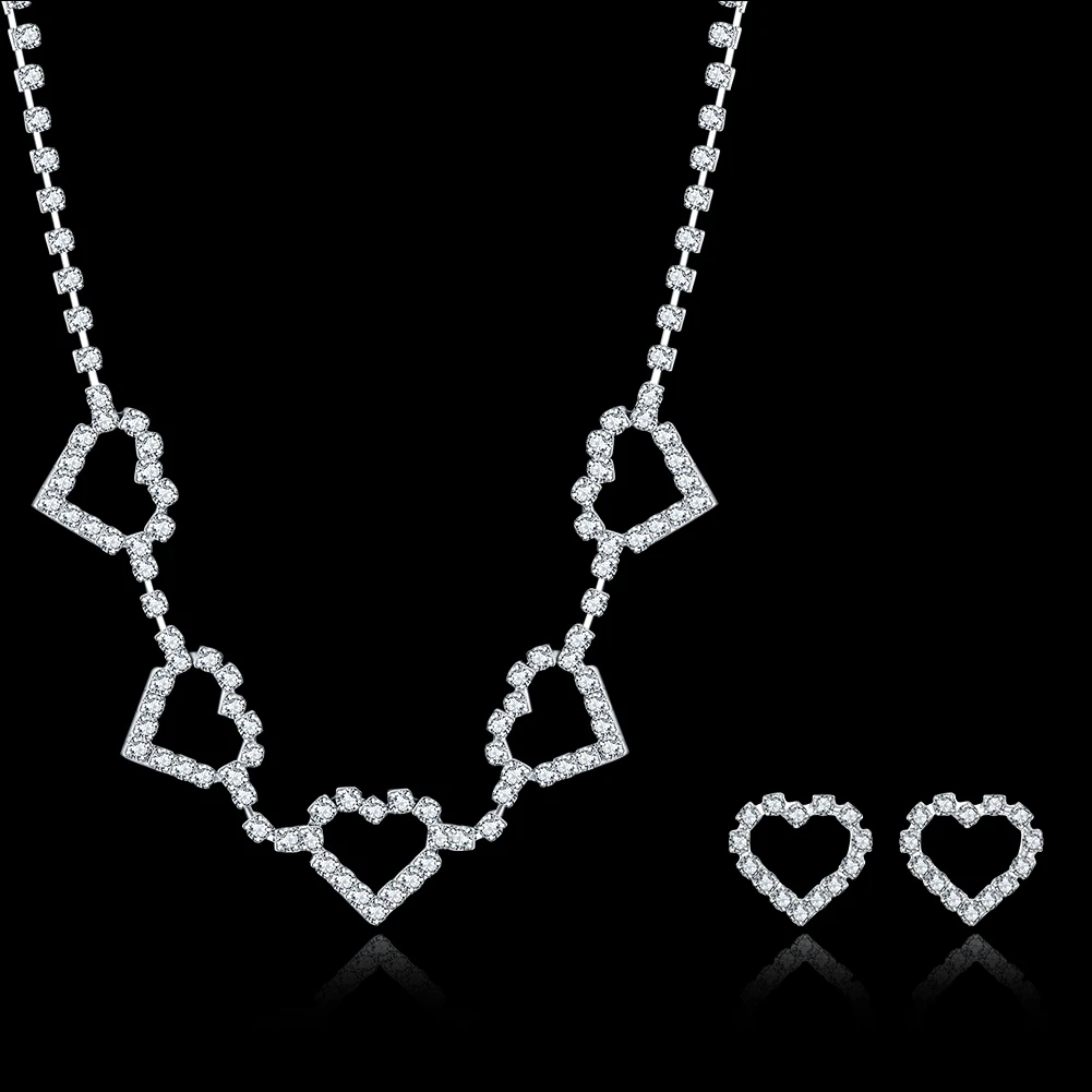 Сердце boucles d'oreilles pendientes наборы Свадебные украшения для невест серебряный цвет