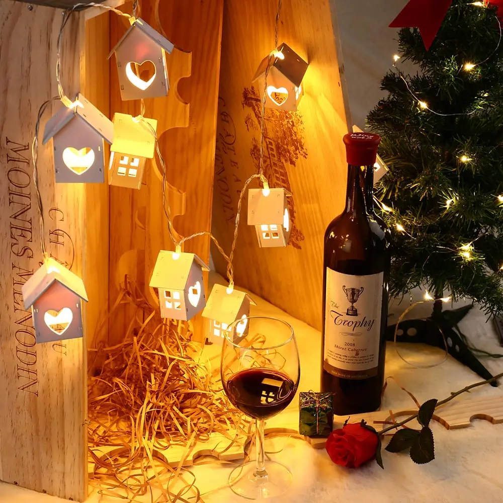 Solar Led String Lights 20 Led Wood House Shaped Solar Powered Fairy Lights for Outdoor Garden Fence Summer luces guirnalda Solar Led String Lights 20 Led Wood House Shaped Solar Powered Fairy Lights for Outdoor Garden Fence Summer luces guirnalda