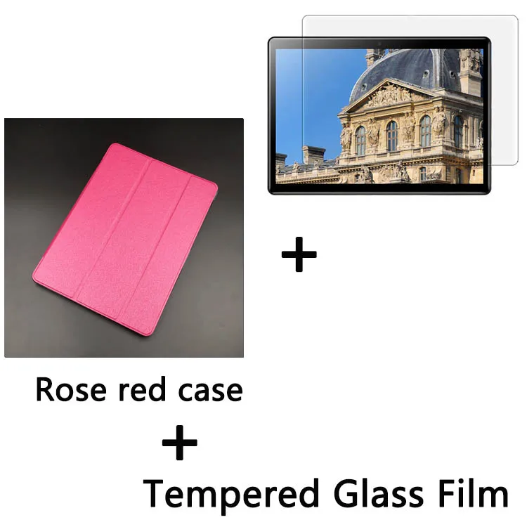 Ультратонкий чехол для Teclast M20, 10,1 дюймов, планшет, тройной складной чехол-подставка для Teclast M20, мембрана из закаленного стекла на выбор - Цвет: Rosered case-TG Film