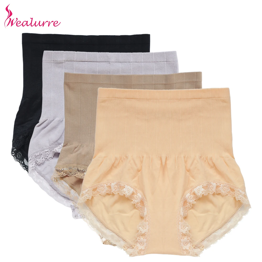 

Wealurre Sexy Seamless Woman Underwear Panties High Waist Lace Spandex Nylon Panties Black Female Underwear Body Shaping Briefs