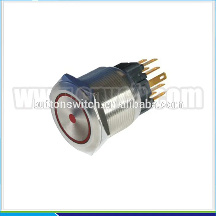 2505 25mm Ring lamp brass doorbell 24VDC red led metal push button switch