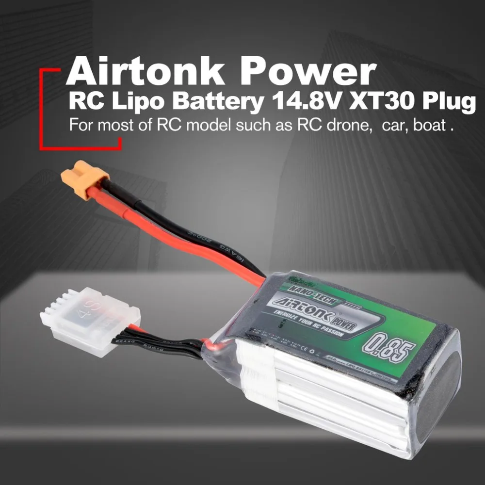 Airtonk питание 14,8 в 850 мАч 30C 4S 1 P Lipo Батарея XT30 Plug Перезаряжаемые для беспилотный гоночный Квадрокоптер на дистанционном управлении вертолет