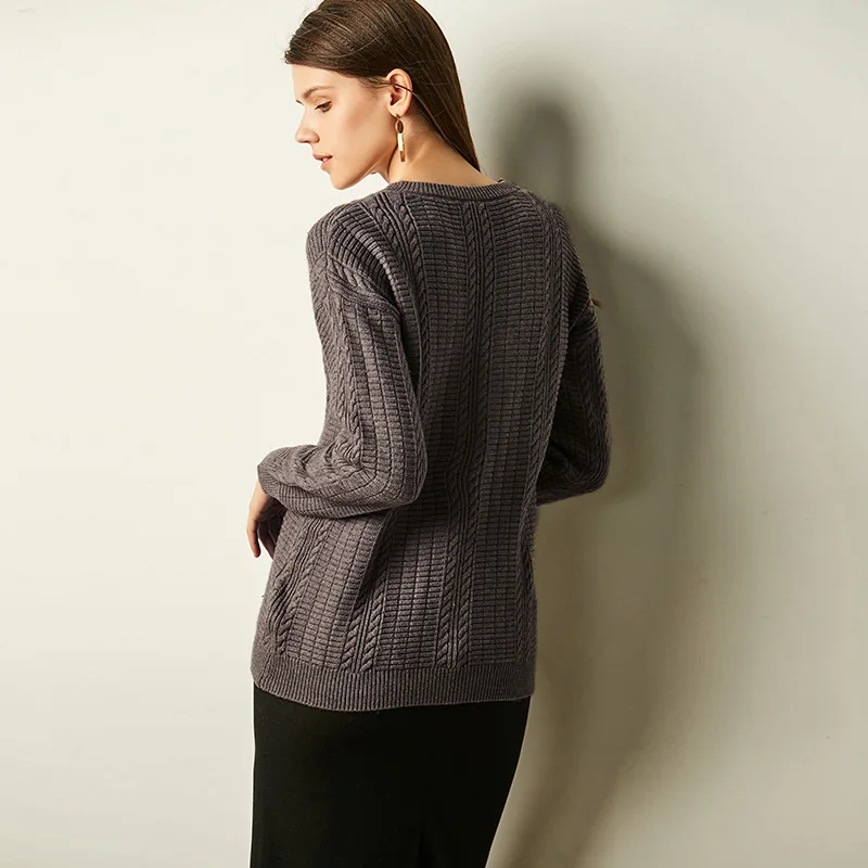 women's casual round neck loose sleeve sweater female solid color sweater retro plaid simple fashion cashmere s women's casual round neck loose sleeve sweater female solid color sweater retro plaid simple fashion cashmere s