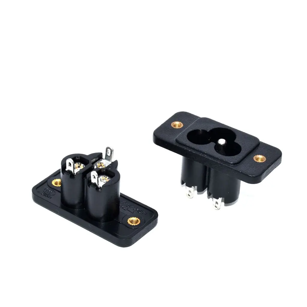 

10Pcs/lot 3pin IEC320 Screw Mount Inlet C6 Plug Socket AC 250V 2.5A with ears mickey mouse head