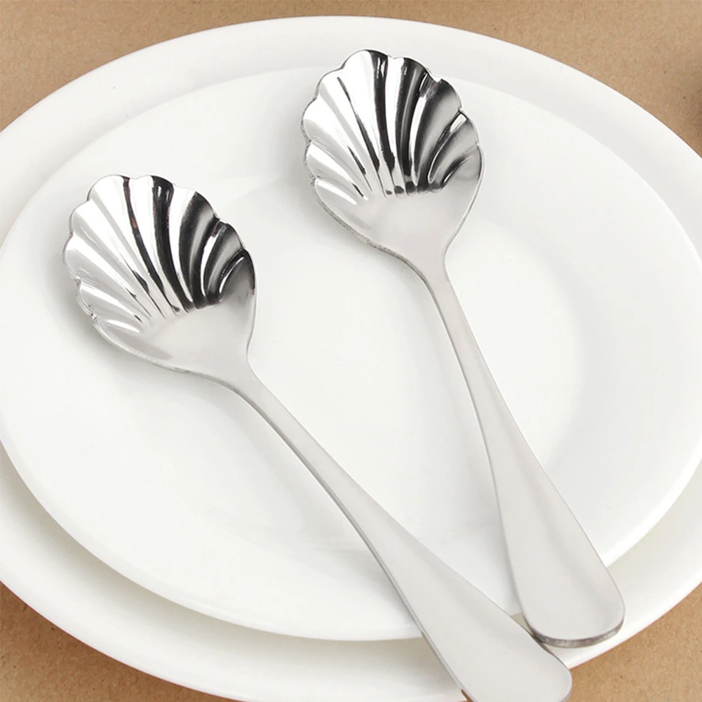 

Spoon Dinnerware Solid Coating Bar Shell Home Washable Accesories Mirror Polishing Stainless Steel Useful Kitchen Utensil