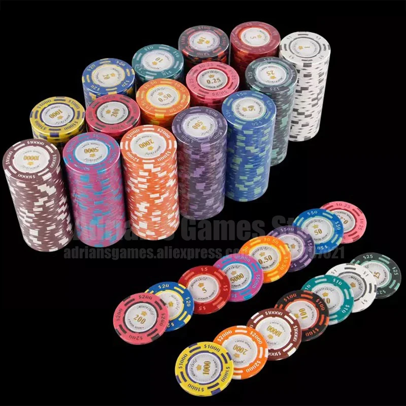 

Monte Carlo 14g Clay Poker Chips Monaco Casino Gambling Pocker Chips Set 10pcs Game Token