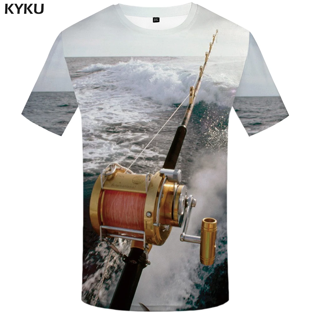 

KYKU Fish Tshirt Men Women 3d Printing T Shirt Funny T Shirts Hip Hop T-shirt Fisherman Fishing Metal Mens Clothing Casual Tops