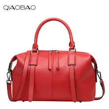 QIAOBAO настоящая кожанные женские сумки из натуральной кожи сумка на плечо качественная дизайнерская Роскошная брендовая сумка через плечо Boston