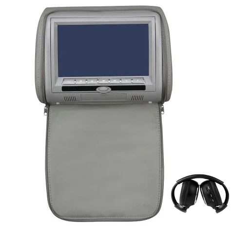 Cemicen 2 шт. 9 дюймов Автомобильный подголовник dvd-плеер монитор Цифровой Экран с USB/SD/IR/FM/MP5 передатчик/Динамик/игровой пульт Управление - Цвет: Grey With Headphone