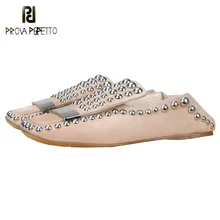 Prova Perfetto с металлическими заклепками; новая весенняя повседневная обувь на плоской подошве; удобная женская обувь без застежки; обувь из натуральной кожи; большие размеры