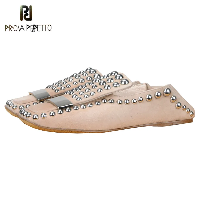 Slip Primavera Casuales Cuero Piso Dos Las Perfetto Tamaño black Remache Tachonado De Beige Prova Zapatos Desgaste Mujeres Nuevo Gran Acogedor Metal zq0xwv