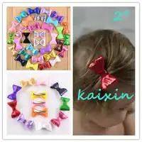 80 ピース/ロット 2 ''少女スパンコール弓ヘアクリップナメントグリッター弓バレッタヘアアクセサリー 32 色送料無料 FC36