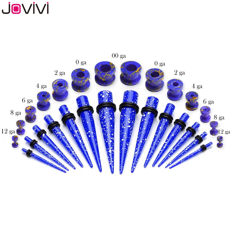 Jovivi 28 шт. 12 г-00 г акриловые ленты растяжки комплект+ туннель с двумя расширяющимися концами винт Туннели Вилки Сережка-расширитель комплект ушко пирсинг тела