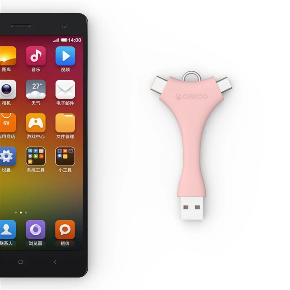 USB кабель ORICO C1 с двумя портами портативный Micro B + Type C для синхронизации и зарядки