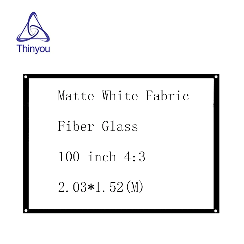 Thinyou простой проектор экран 100 дюймов 4:3 матовая белая ткань волокно стекло с петельками без рамки стены для проектора