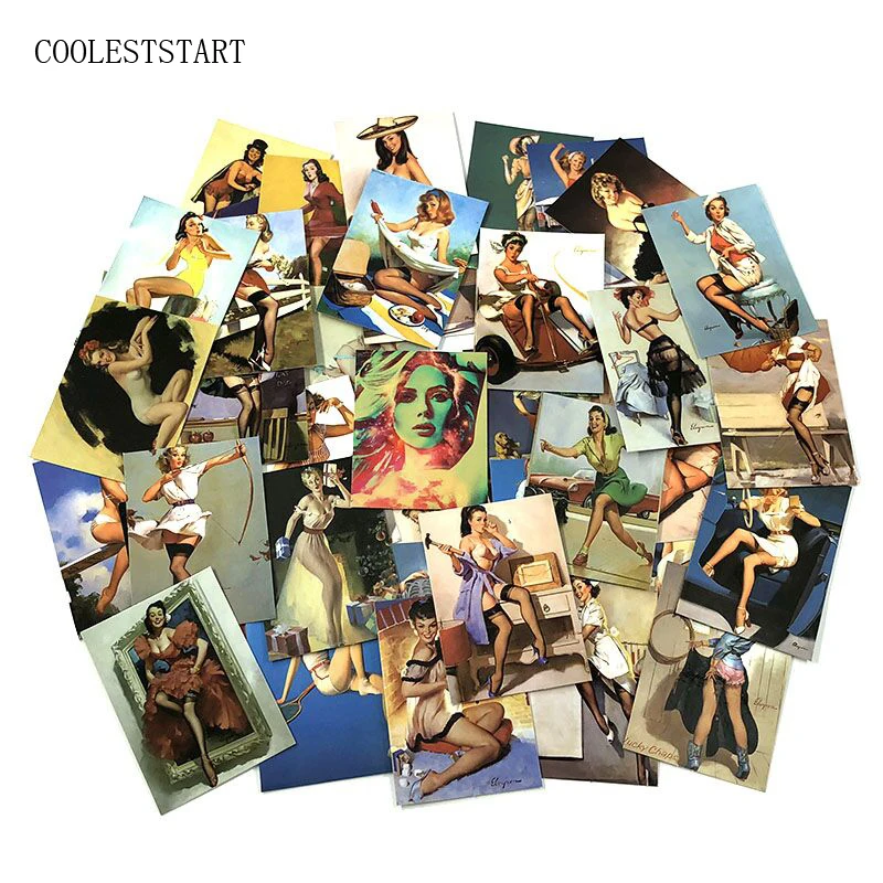 100 Pcs Retro Pvc Waterproof Sexy Beauty Girls Stickers For Laptop Motorcycle Skateboard Luggage Decal Office Toy Appliances